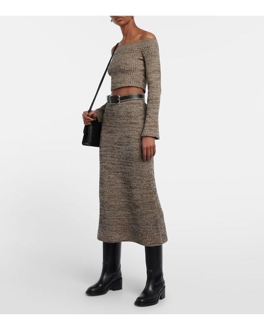 Falda En Mezcla De Seda Y Cachemir Chloé de color Brown