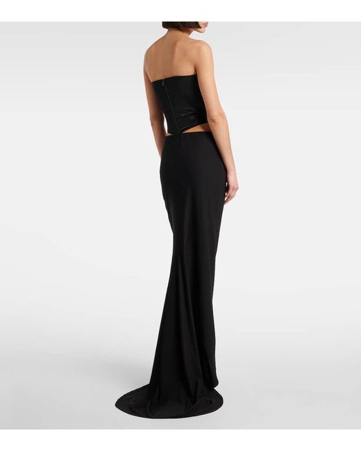 Magda Butrym Black Draped Silk-Blend Satin Corset