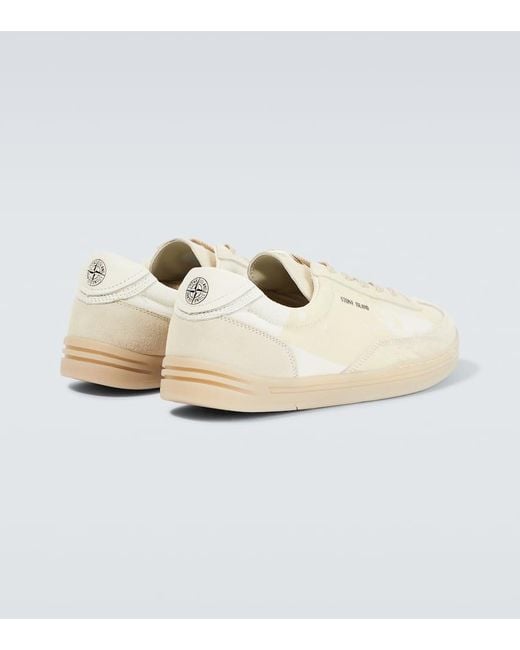 Stone Island White Rock Suede Sneakers for men