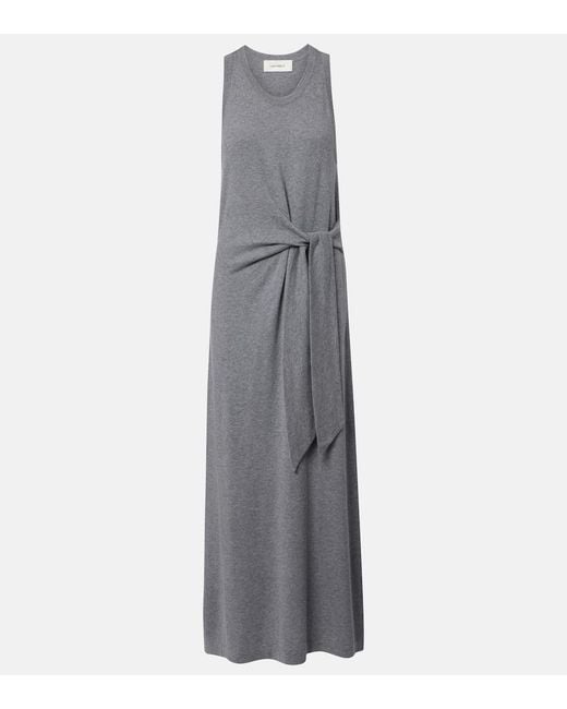 Lisa Yang Gray Angeline Cotton And Cashmere Maxi Dress