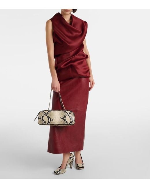 Khaite Metallic Simona Snake-Effect Leather Shoulder Bag
