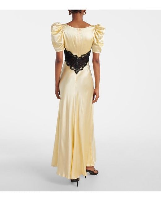 Rodarte Metallic Lace-Trimmed Silk Charmeuse Gown