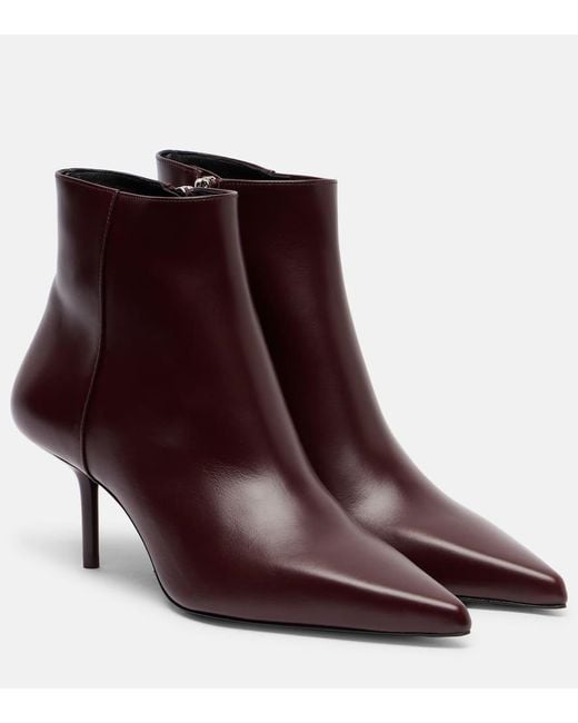 Max Mara Purple Lightbootie 65 Leather Ankle Boots