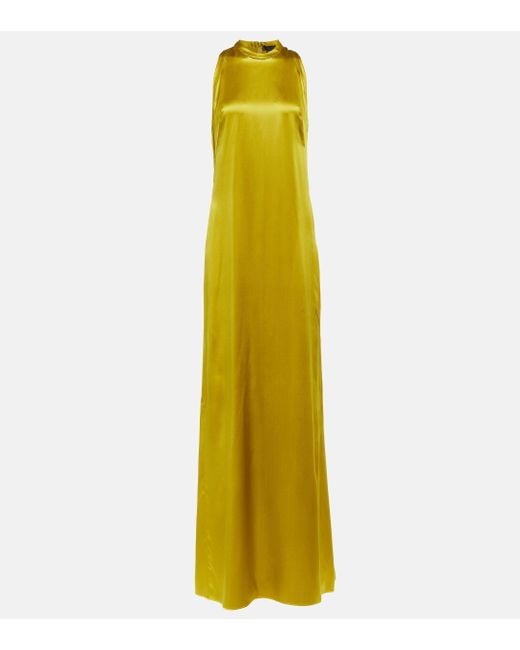Max Mara Yellow Hoyo Silk Satin Gown