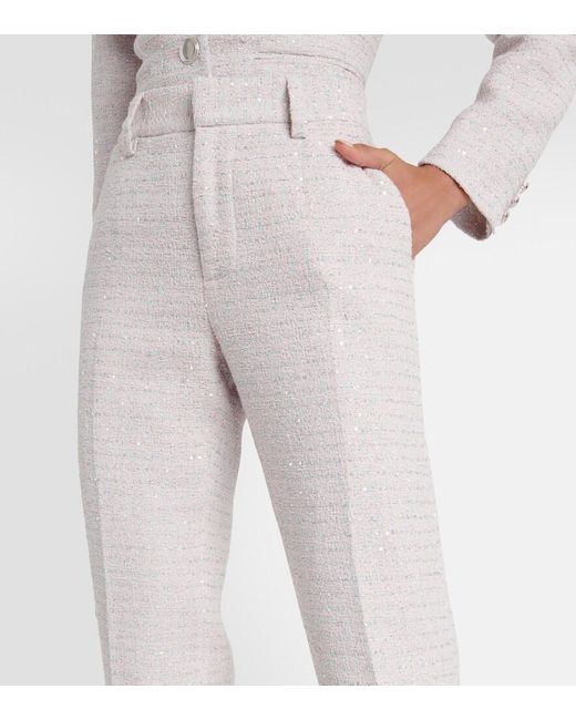 Alessandra Rich Gray Sequined Mid-Rise Straight Pants