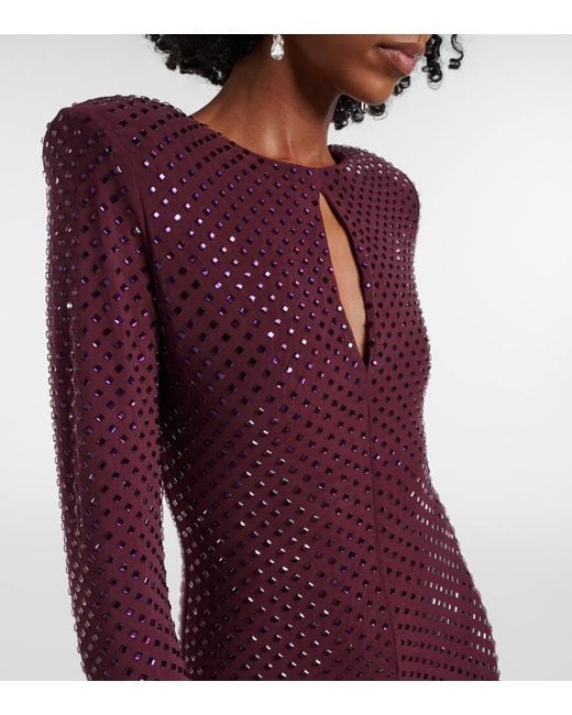 Self-Portrait Purple Cutout Embellished Mesh Gown