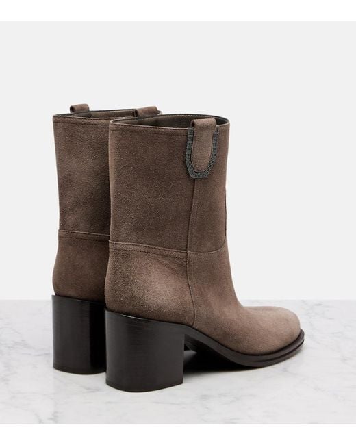 Brunello Cucinelli Brown Suede Ankle Boots