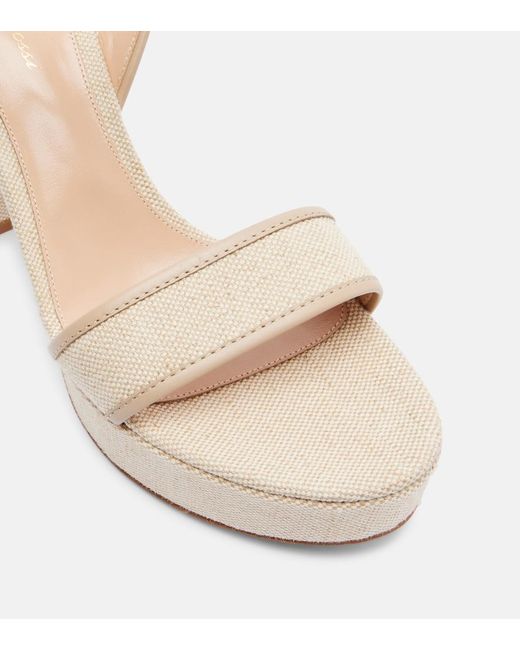 Gianvito Rossi Natural Milos Leather-Trimmed Canvas Platform Sandals
