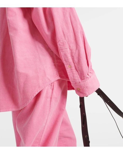 Sobrecamisa de pana de algodon con logo Face Acne de color Pink