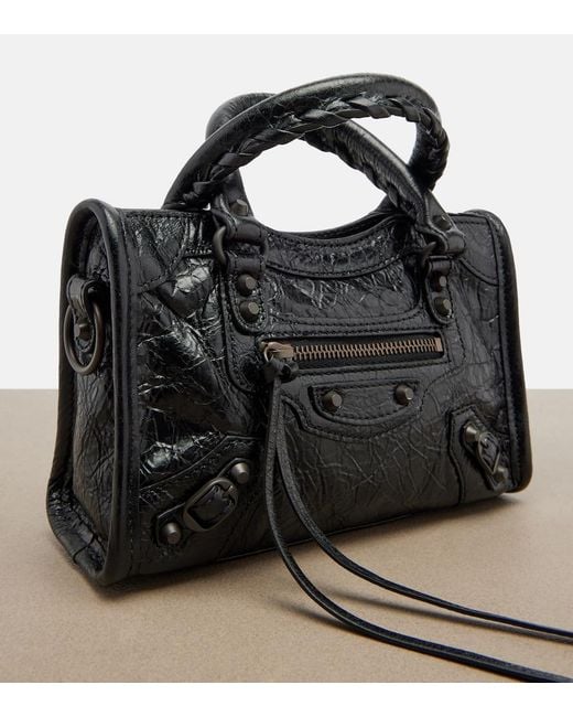Balenciaga Black Le City Mini Leather Top-Handle Bag