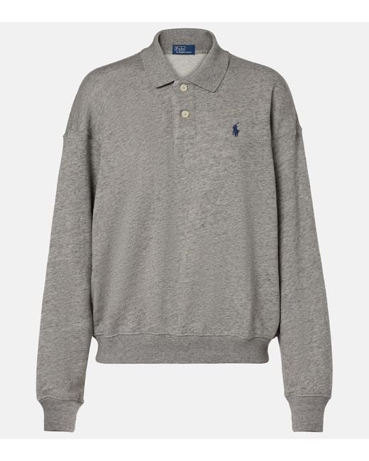 Polo Ralph Lauren Gray Cotton-Blend Polo Sweatshirt