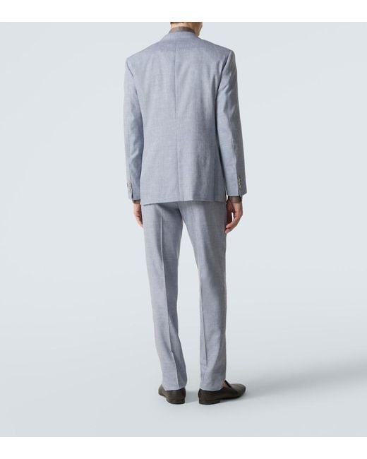 Canali Blue Linen And Wool Suit for men