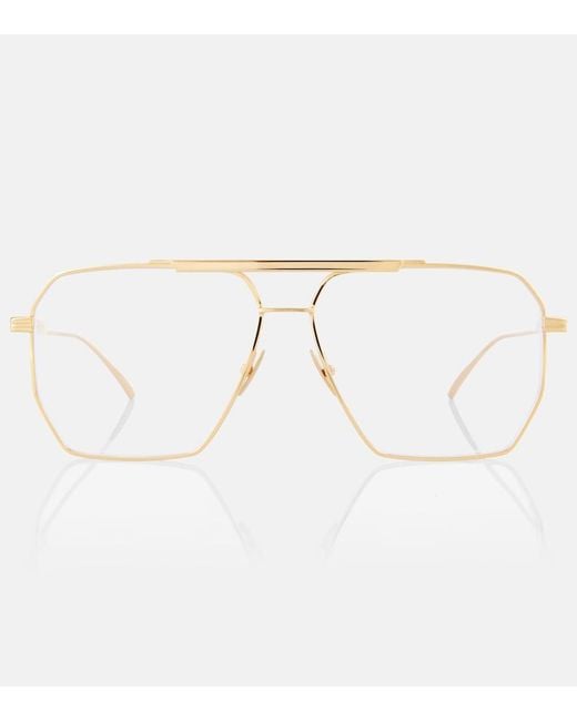 Bottega Veneta White Classic Aviator Glasses