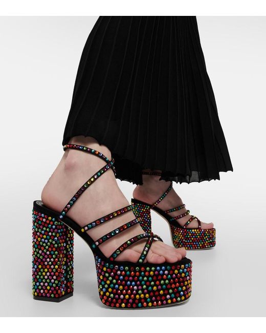 Paris Texas Black Holly Evita Embellished Leather Sandals