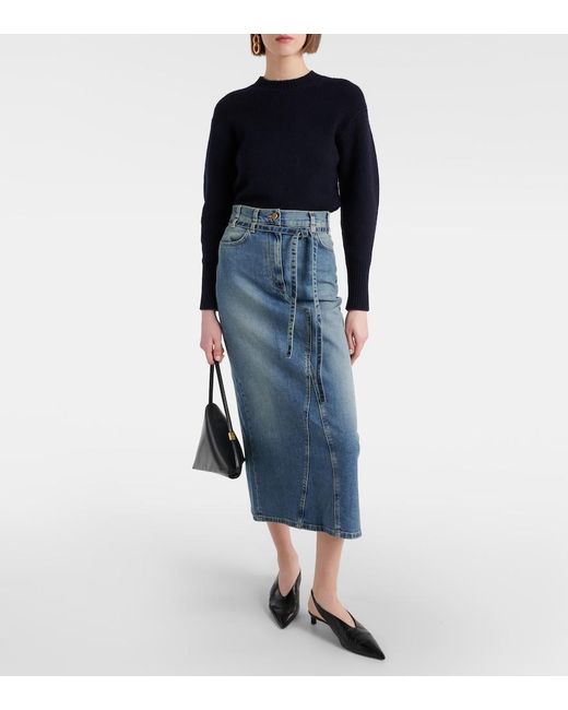 Altuzarra Blue High-Rise Denim Midi Skirt