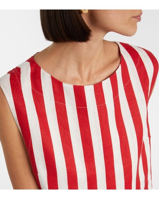 Posse Red Martina Striped Linen Crop Top