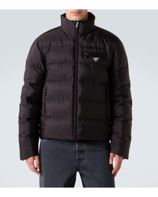 Prada Black Logo Quilted Down Jacket for men