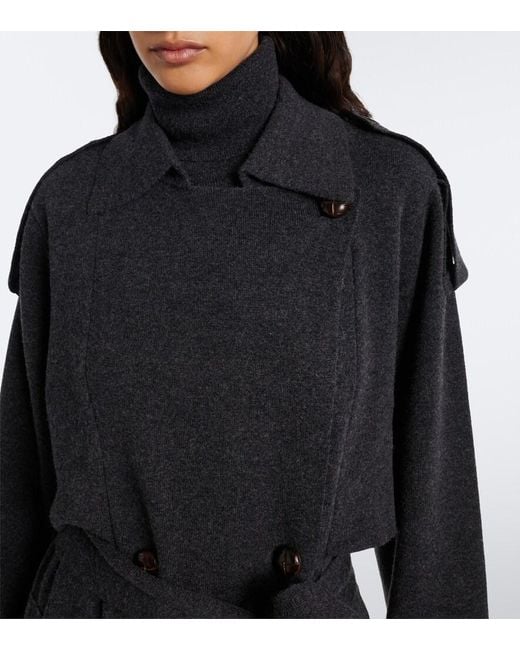Jardin Des Orangers Black Belted Double-Breasted Wool And Cashmere Coat