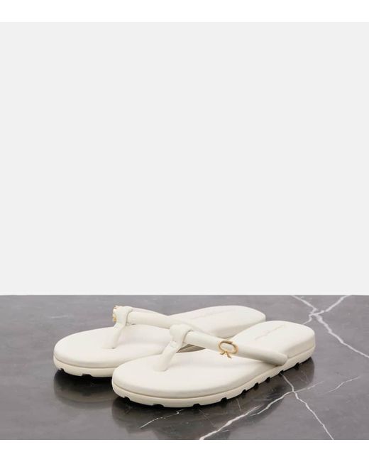 Gianvito Rossi White Juno Leather Thong Sandals