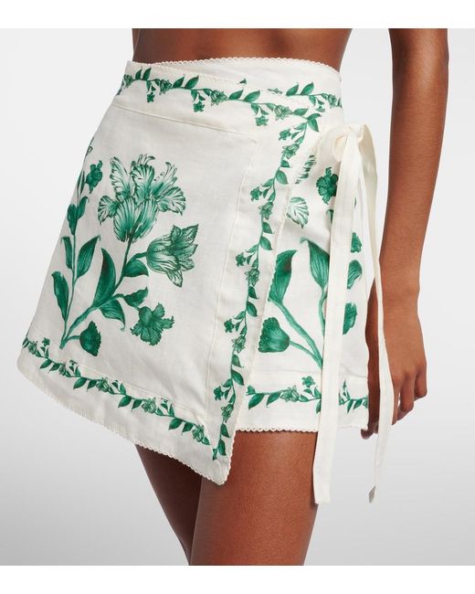 Agua Bendita Green Luna Floral Linen Beach Cover-Up