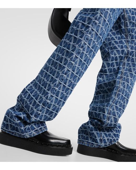 Jeans a gamba larga Toile Iconographe di Valentino in Blue