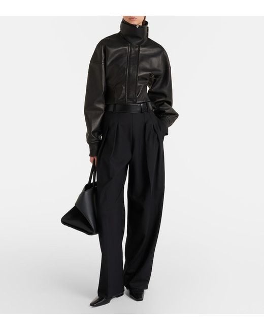 Sportmax Black Ossido Leather Blouson Jacket