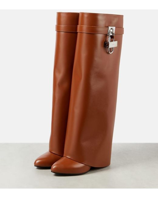 Botas Altas Shark Lock De Piel Givenchy de color Brown