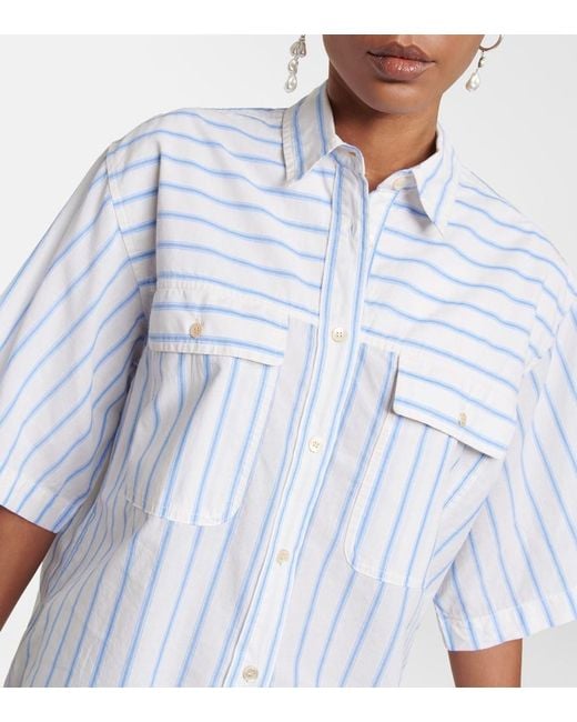 Isabel Marant Blue Nulenci Striped Cotton Shirt