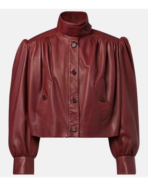 Chloé Red Cropped Leather Jacket