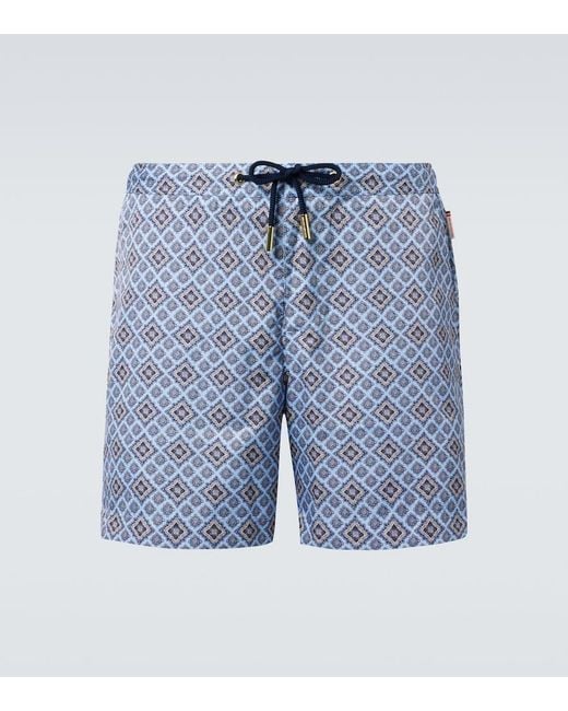 Orlebar Brown Blue Bulldog Printed Swim Trunks for men
