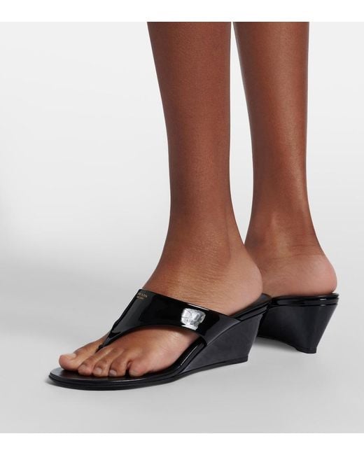 Prada Black Patent Leather Thong Sandals