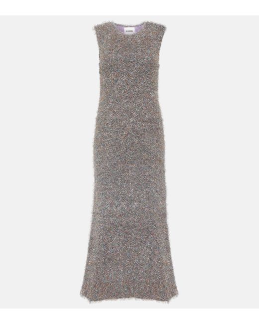 Jil Sander Gray Lurex® Metallic Midi Dress