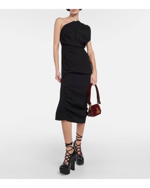 Vivienne Westwood Black Andalouse Asymmetric-neck Woven Midi Dress