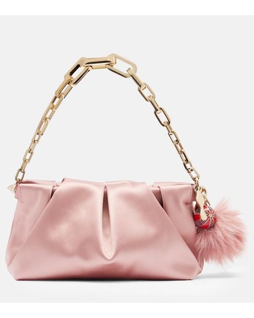 Christian Louboutin Pink Eva Small Crepe Satin Clutch