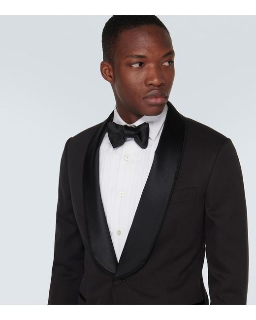 Brunello Cucinelli Black Single-Breasted Silk Tuxedo Jacket for men