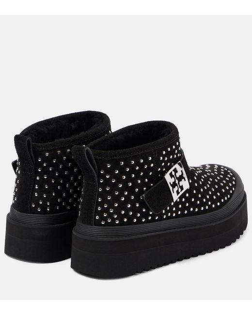 Tory Burch Black Mellow Suede Platform Ankle Boots