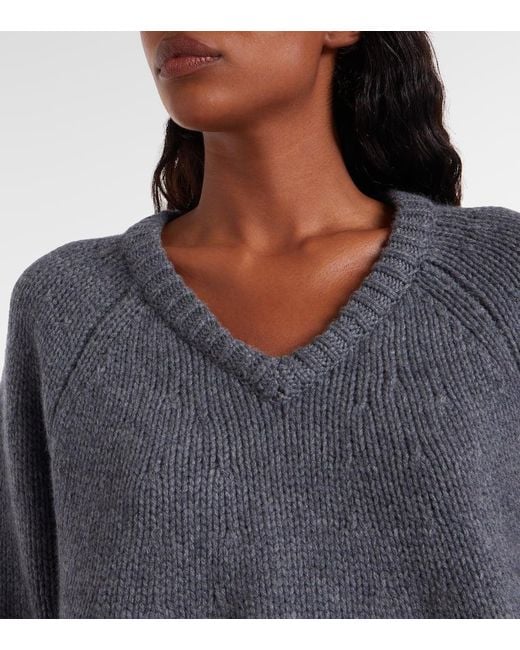 Lisa Yang Gray Oversize-Pullover Oia Aus Kaschmir