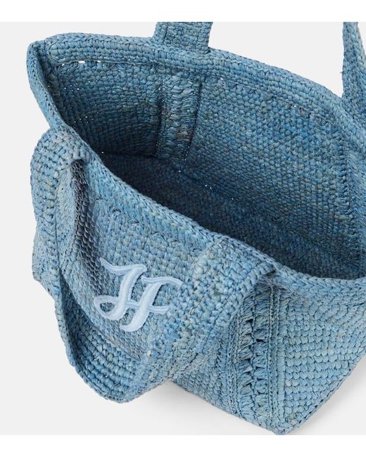 Patou Blue Jp Small Raffia Tote Bag