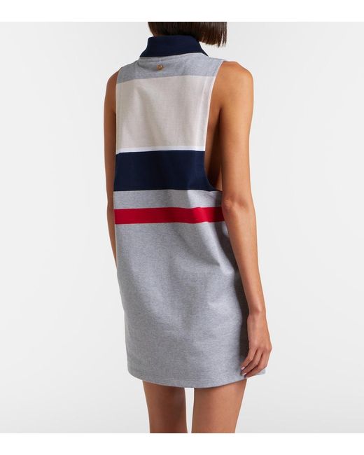 Versace White Striped Cotton Jersey Polo Dress