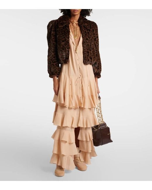 Chloé Natural Maxikleid Aus Seiden-Georgette