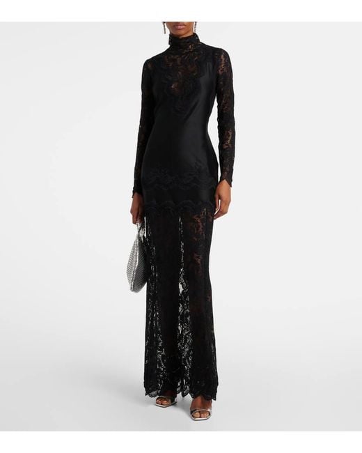 Rabanne Black Maxikleid Mit Spitze