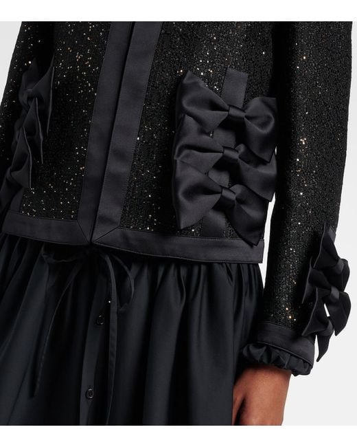 Noir Kei Ninomiya Black Satin-Trimmed Sequined Jacket