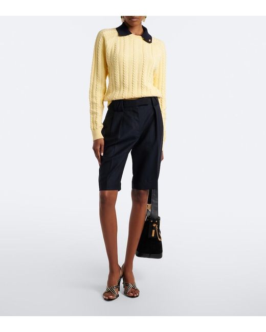 Versace Yellow Medusa Cable-Knit Cotton Sweater