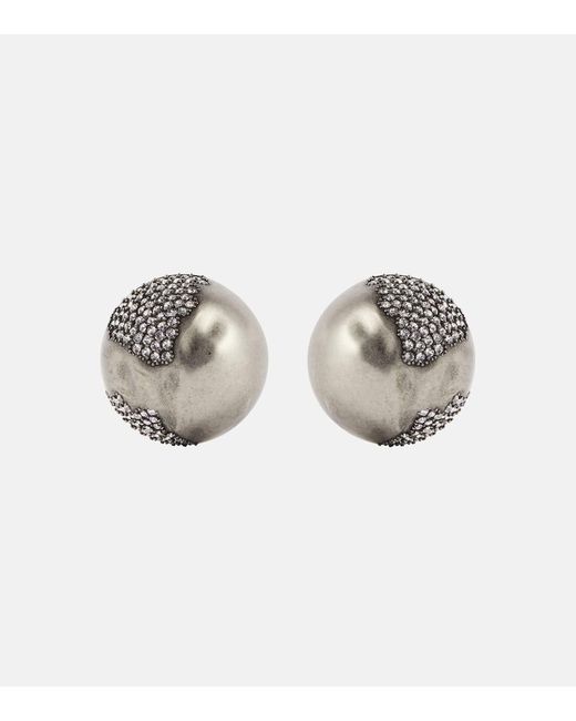 Saint Laurent Metallic Crystal-embellished Clip-on Earrings