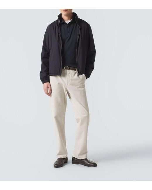 Agnona Blue Cotton And Silk Polo Shirt for men