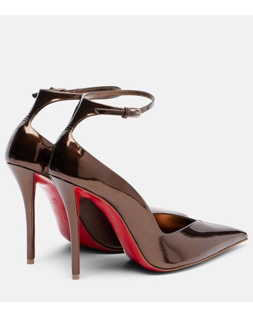 Christian Louboutin Brown Erozee 100 Patent Leather Pumps