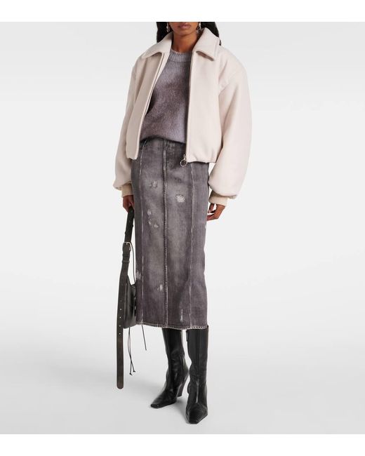 Chaqueta Bomber De Mezcla De Lana Acne de color White