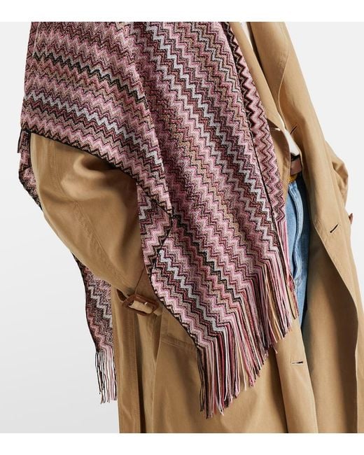 Missoni Pink Zigzag Fringed Scarf
