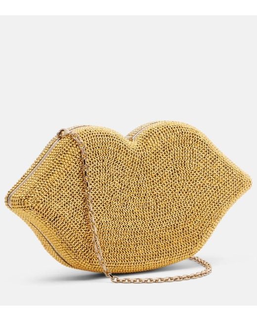 Judith Leiber Natural Lips Small Crystal-Embellished Clutch