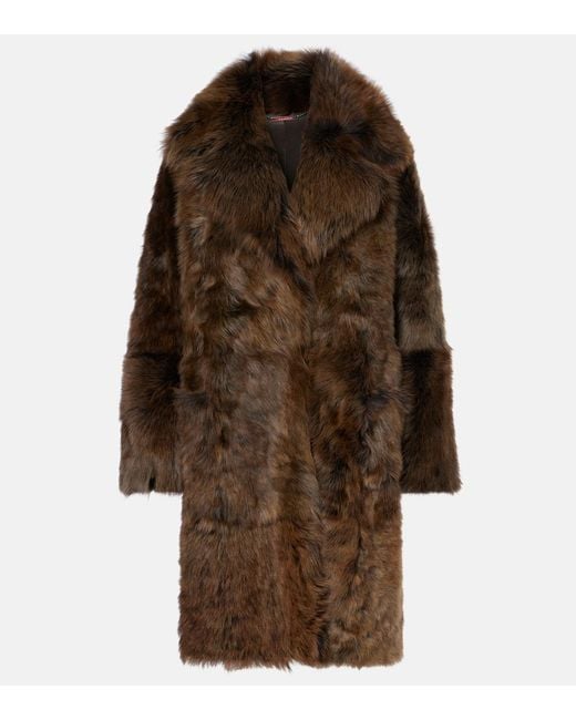 Nour Hammour Brown Evita Shearling Wrap Coat